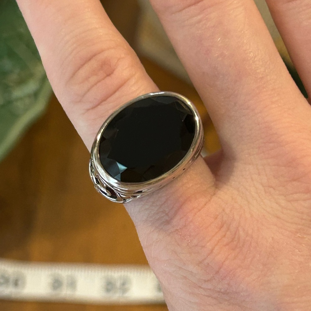 Silpada Ring Size 7 Black Oval Chalcedony Gemstone 925 Sterling Silver Indonesia - Picture 7 of 14